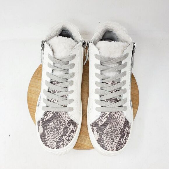 Dolce Vita Zonya Shoe Womens 8 Sneaker White Leather Wedge Double Zip High Top - Picture 4 of 13